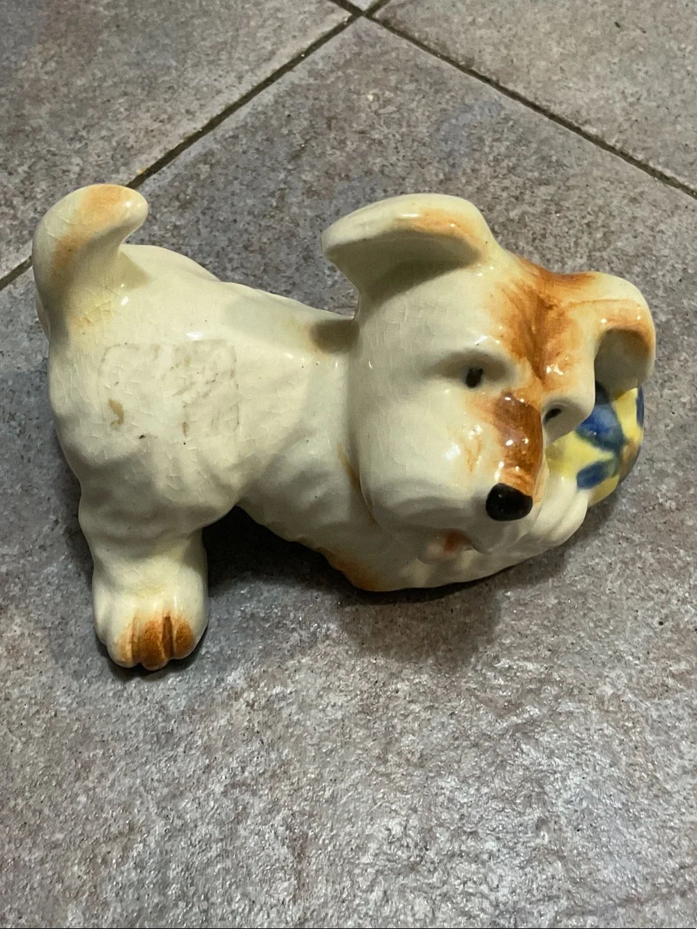 Ceramic Dog Figurine Pet Decor - Cream and Brown